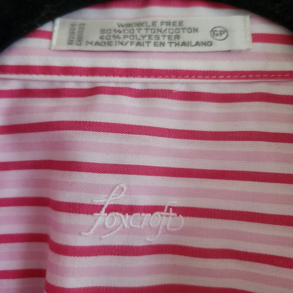 Foxcroft Pink White Striped Wrinkle Free Button Down Shirt XS - Picture 2 of 8